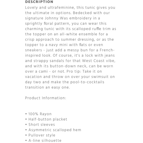 SOLD Johnny Was Mikones Tunic XS - Picture 13 of 13